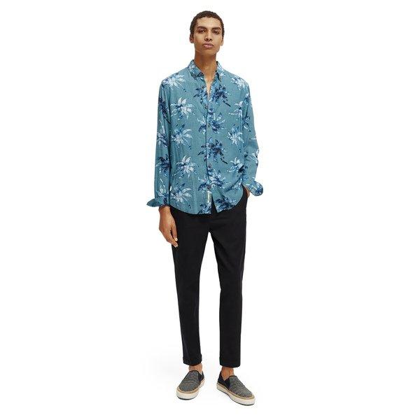 Scotch & Soda Printed linen-viscose blend shirt Chemise, manches longues 