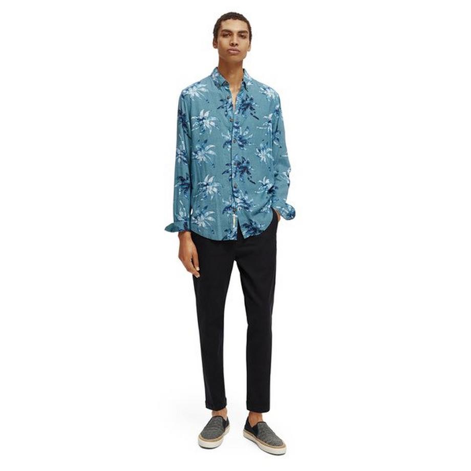 Scotch & Soda Printed linen-viscose blend shirt Hemd, langarm 