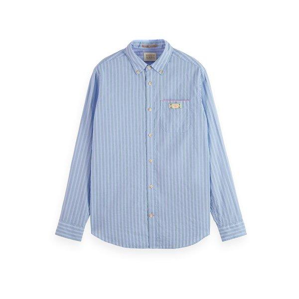Scotch & Soda Double-face stripe shirt with sleeve roll-up Camicia a maniche lunghe 