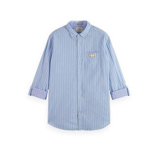Scotch & Soda Double-face stripe shirt with sleeve roll-up Camicia a maniche lunghe 