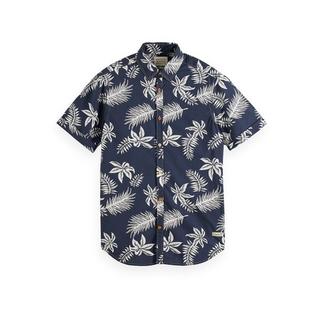 Scotch & Soda Printed & washed short sleeve poplin shirt Chemise, manches courtes 
