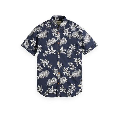 Scotch & Soda Printed & washed short sleeve poplin shirt Chemise, manches courtes 