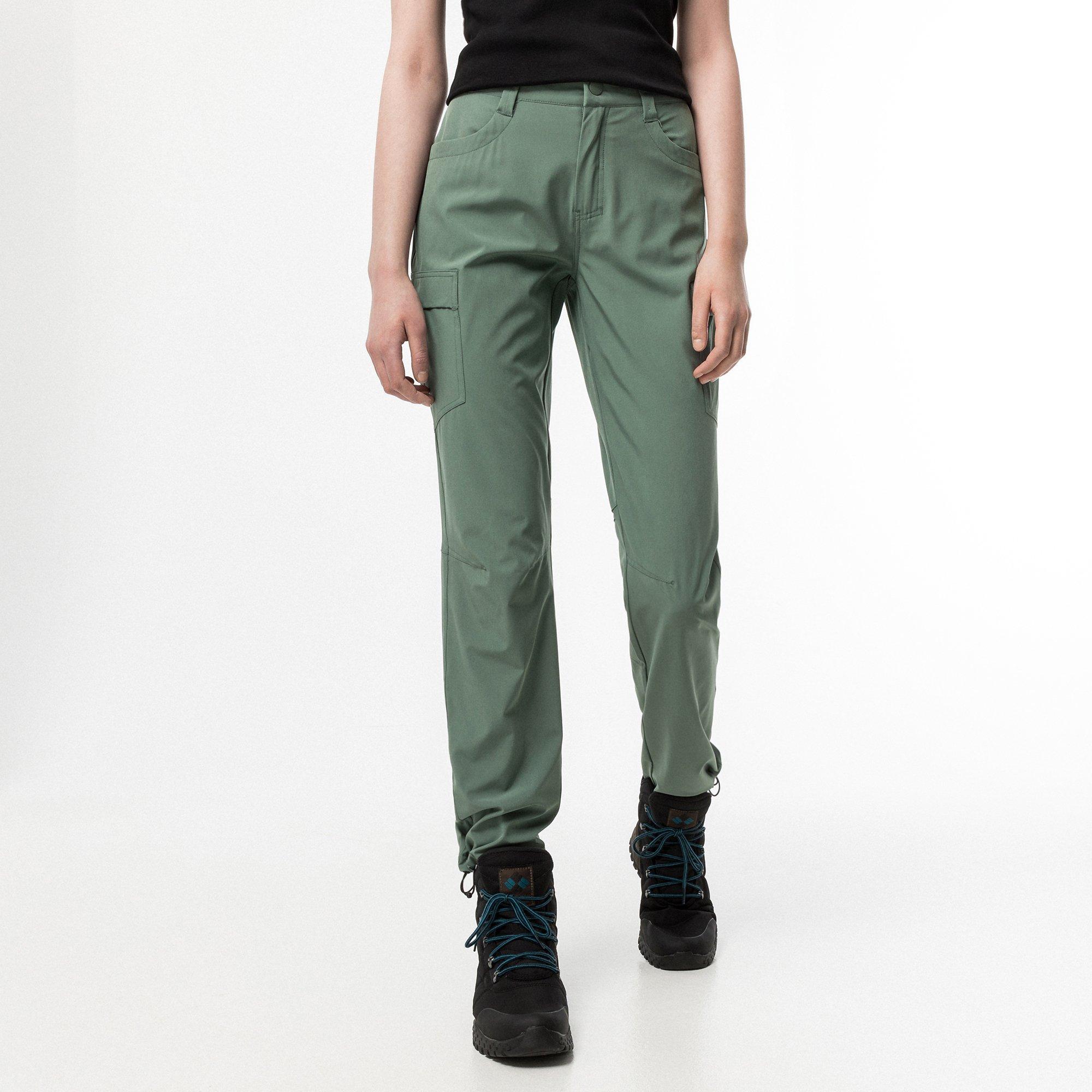 Image of Lange Trekkinghose Damen Olivegrün L