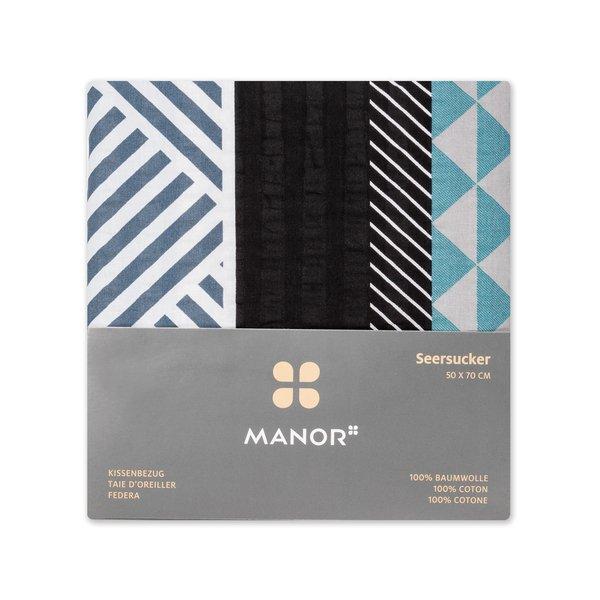 Manor Bali Gemusterter Seersucker Kissenbezug  