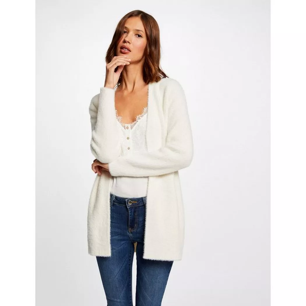 Morgan - Lange Strickjacke, für Damen, Elfenbein, Größe XS