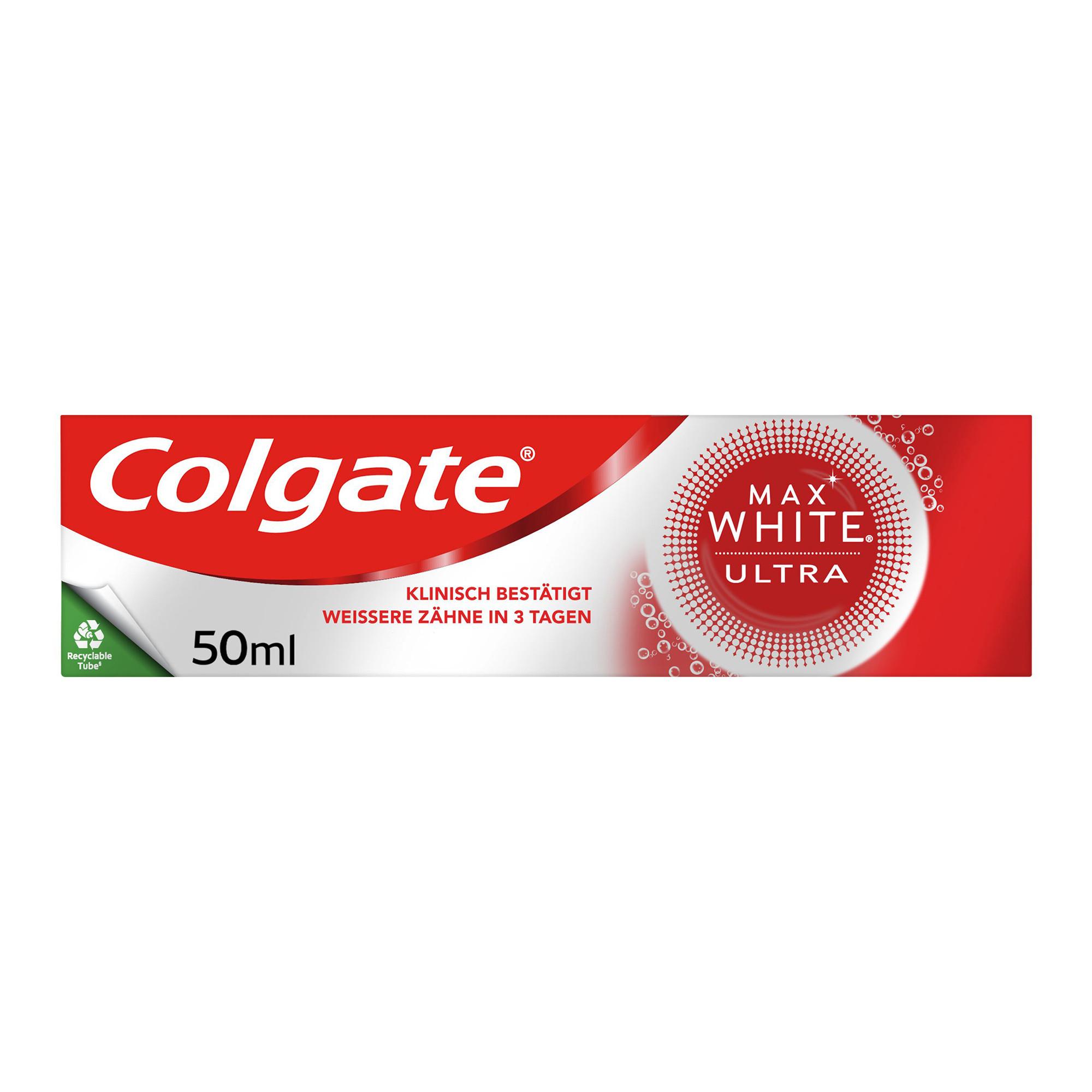 Image of Colgate Colgate Max White Ultra Active Foam Whitening Zahnpasta, weissere Zähne in 3 Tagen - 50ml
