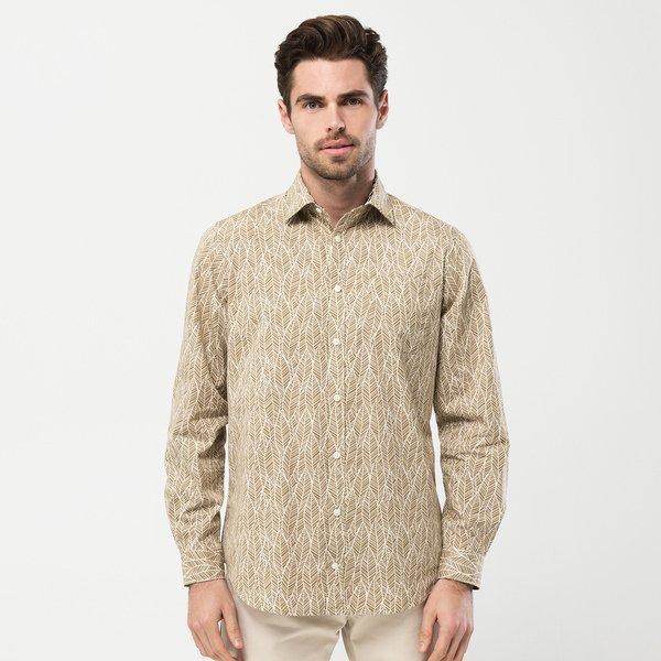 Image of Hemd, Classic Fit, Langarm Herren Khaki M