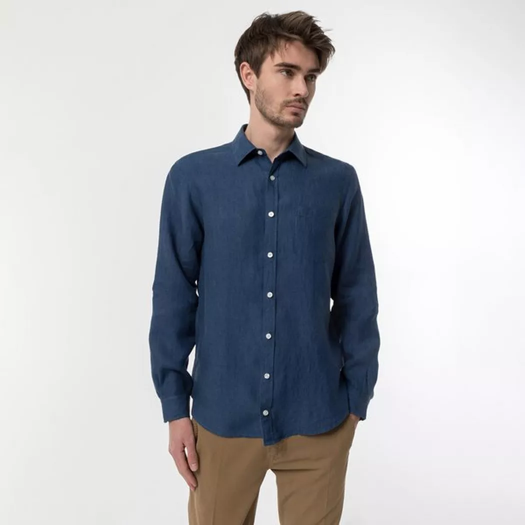 Manor Man - Hemd, Classic Fit, langarm, für Herren, Indigo, Größe M