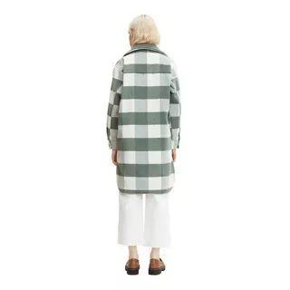 TOM TAILOR Denim 1032677 long check overshirt Mantel Zweifarbig