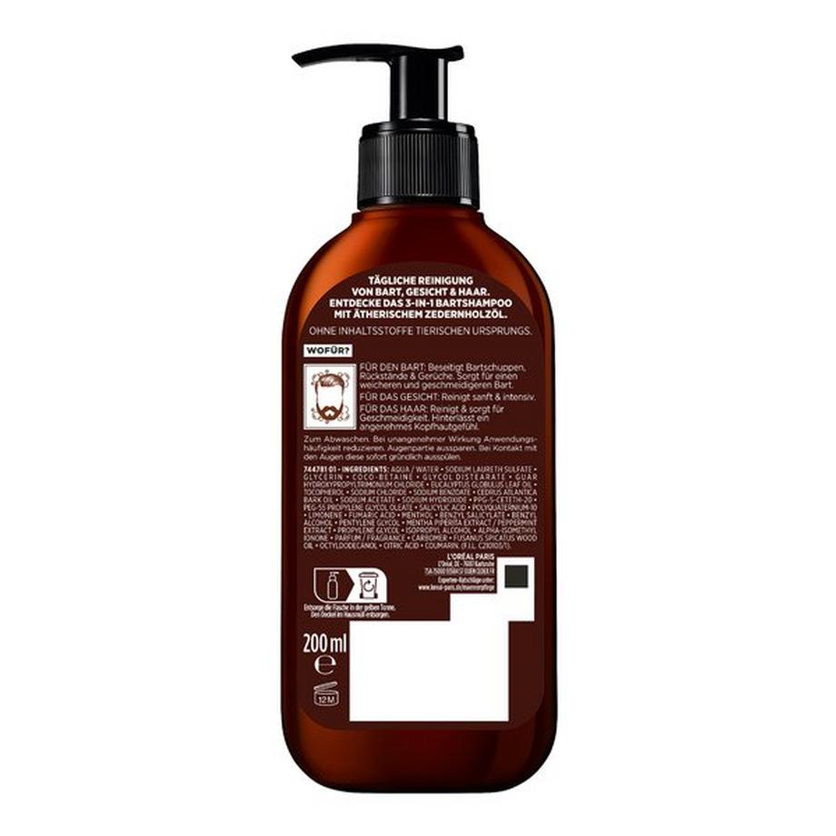 L'Oréal Paris WASH PB200 DE Barber Club 3-In-1 Bartshampoo [Bart + Gesicht + Haar] 