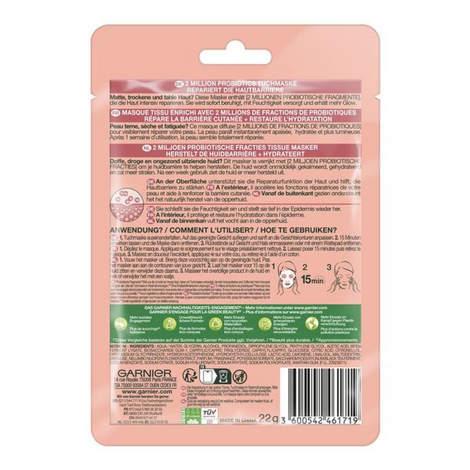 GARNIER PROBIO FACE SA22GR FRNLDE 2 Millionen Probiotics Reparierende Tuchmaske – Für Einen Strahlenden Teint 