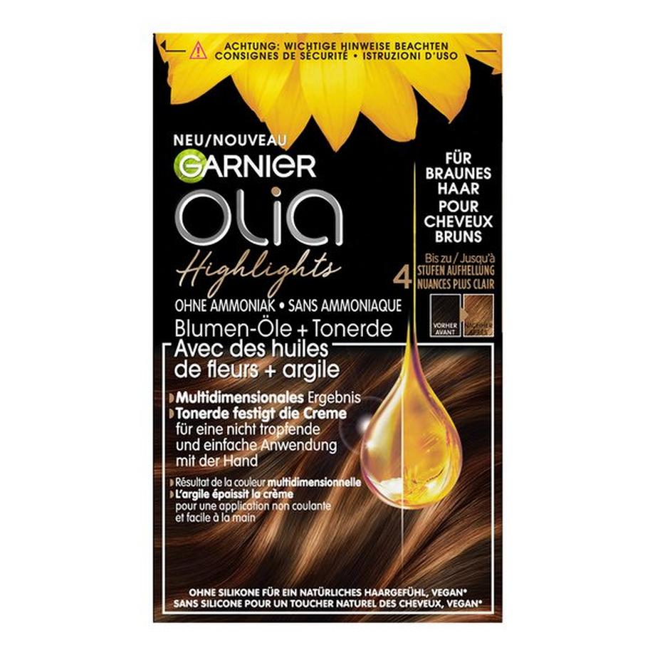 GARNIER HIGHLIGHTS FOR BRUNETTES 395 Olia Highlights Per Capelli Castani, Con Oli Di Fiori E Argilla 