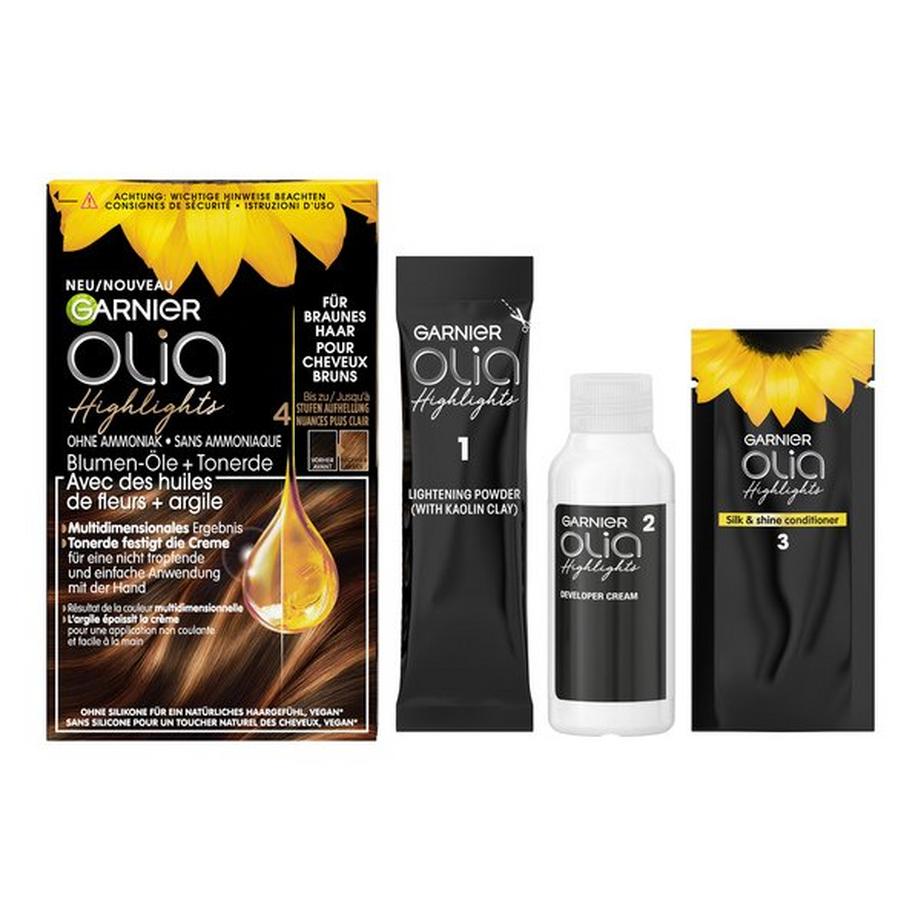 GARNIER HIGHLIGHTS FOR BRUNETTES 395 Olia Highlights Per Capelli Castani, Con Oli Di Fiori E Argilla 