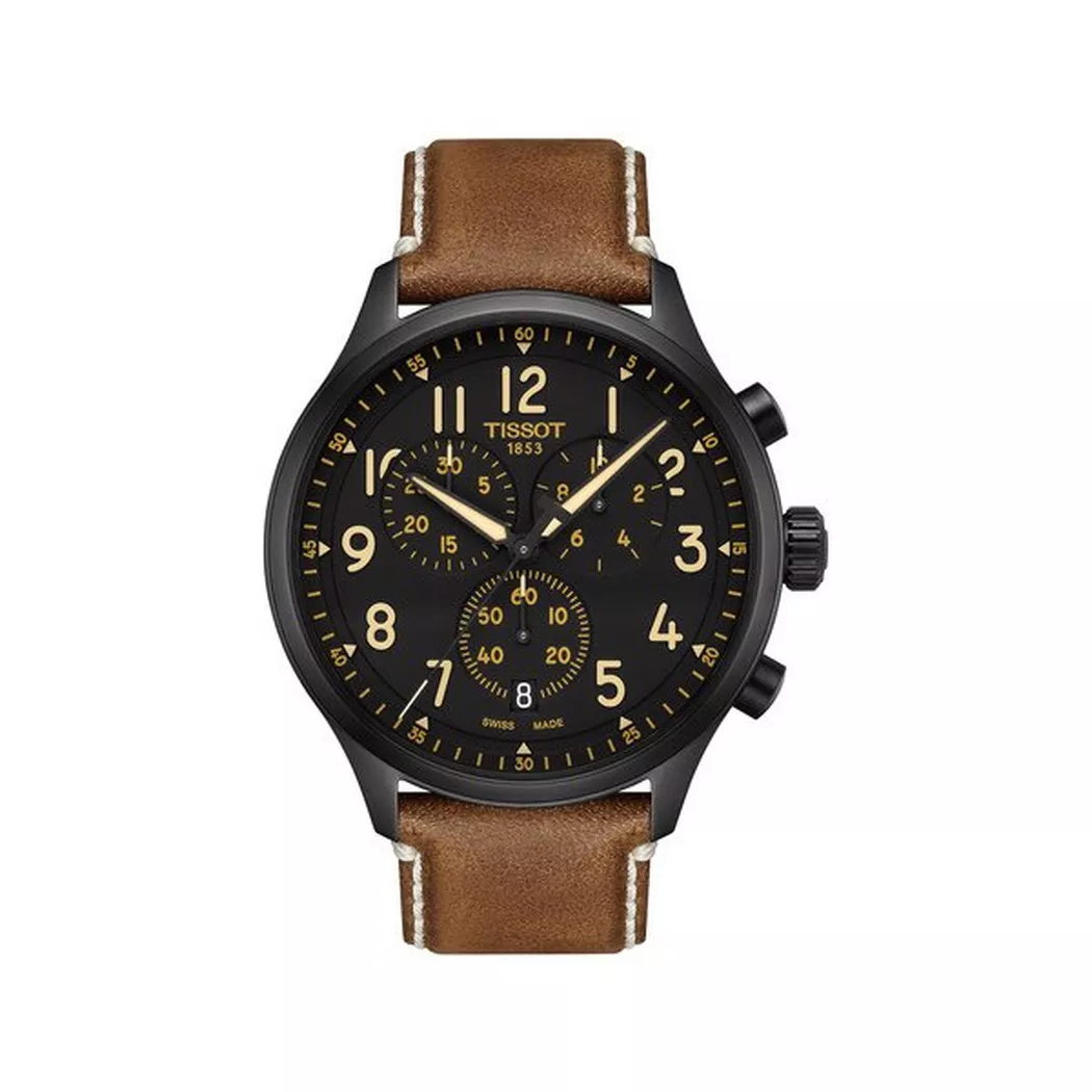 Tissot - Chronograph Uhr, Chrono XL, 45mm, Braun