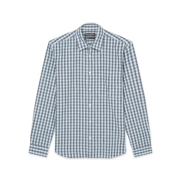 Marc O'Polo Kent collar, long sleeves, one rectangular chest pocket, round hem Camicia a maniche lunghe 