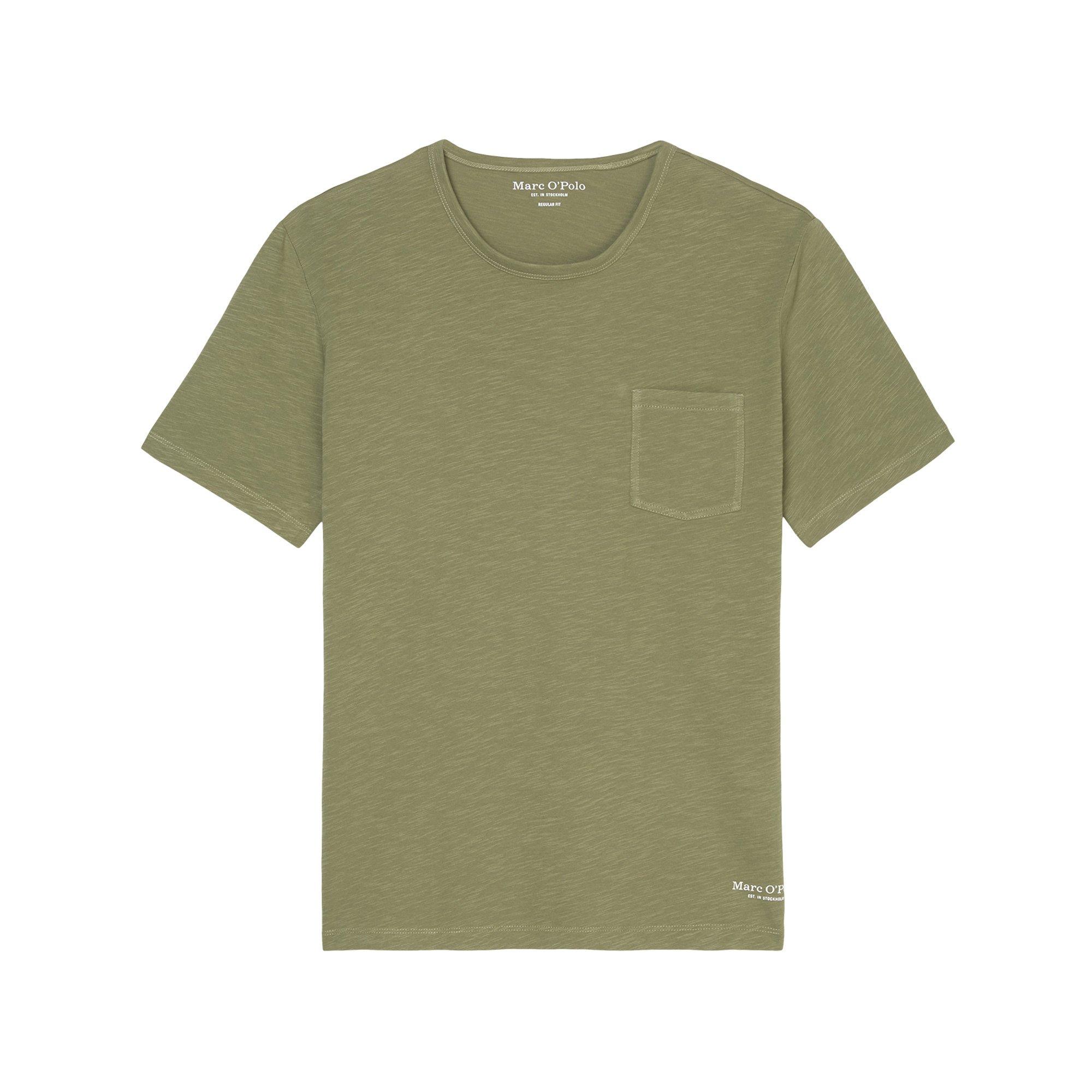 Marc O'Polo T-shirt, neckhole binding with two needle topstitching, chest pocket, logo print T-shirt 