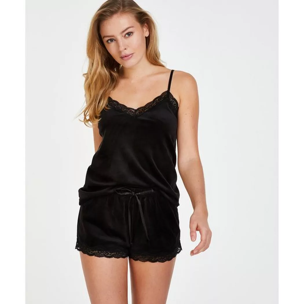 Hunkemöller Velours Shorts Women Black 3XL