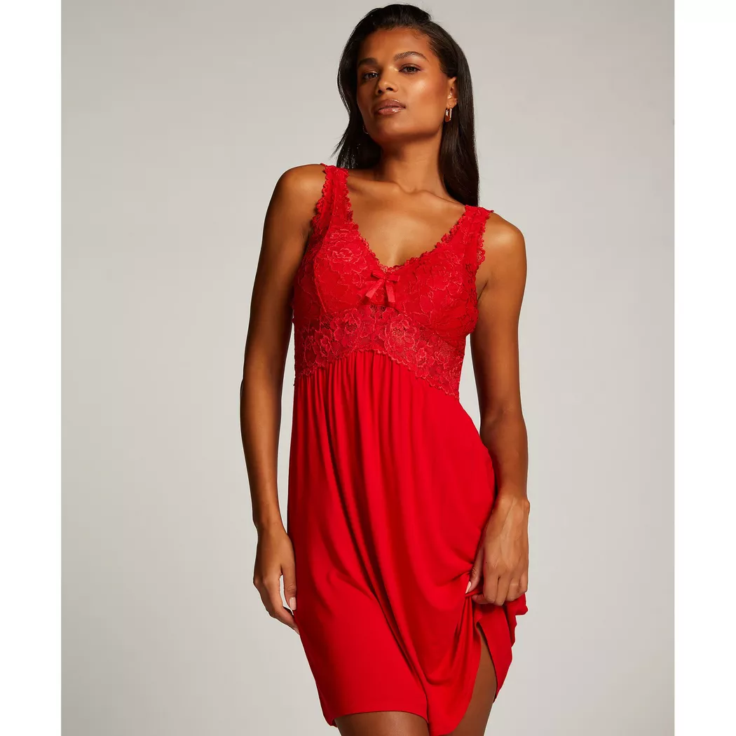 Hunkemöller - Spitzen-Negligé, für Damen, Rot, Größe L