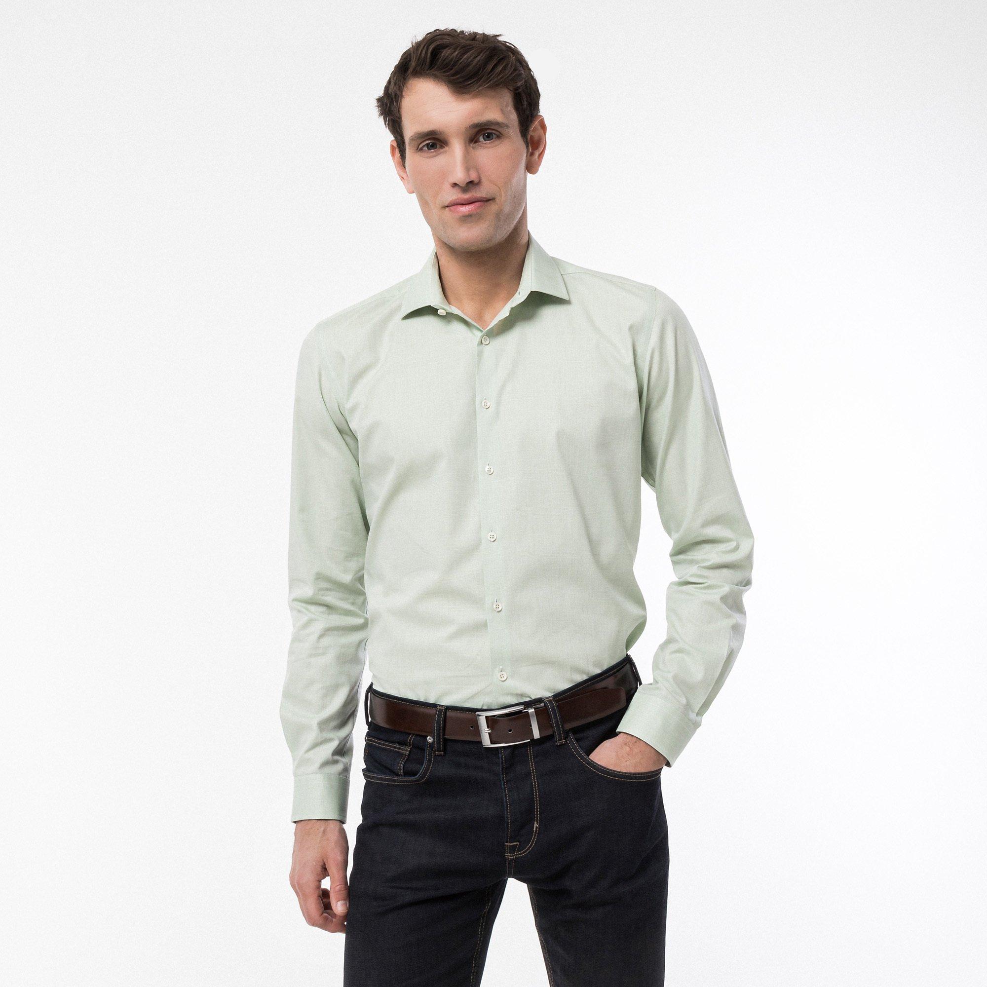 Image of Hemd, Body Fit, Langarm Herren Grün M