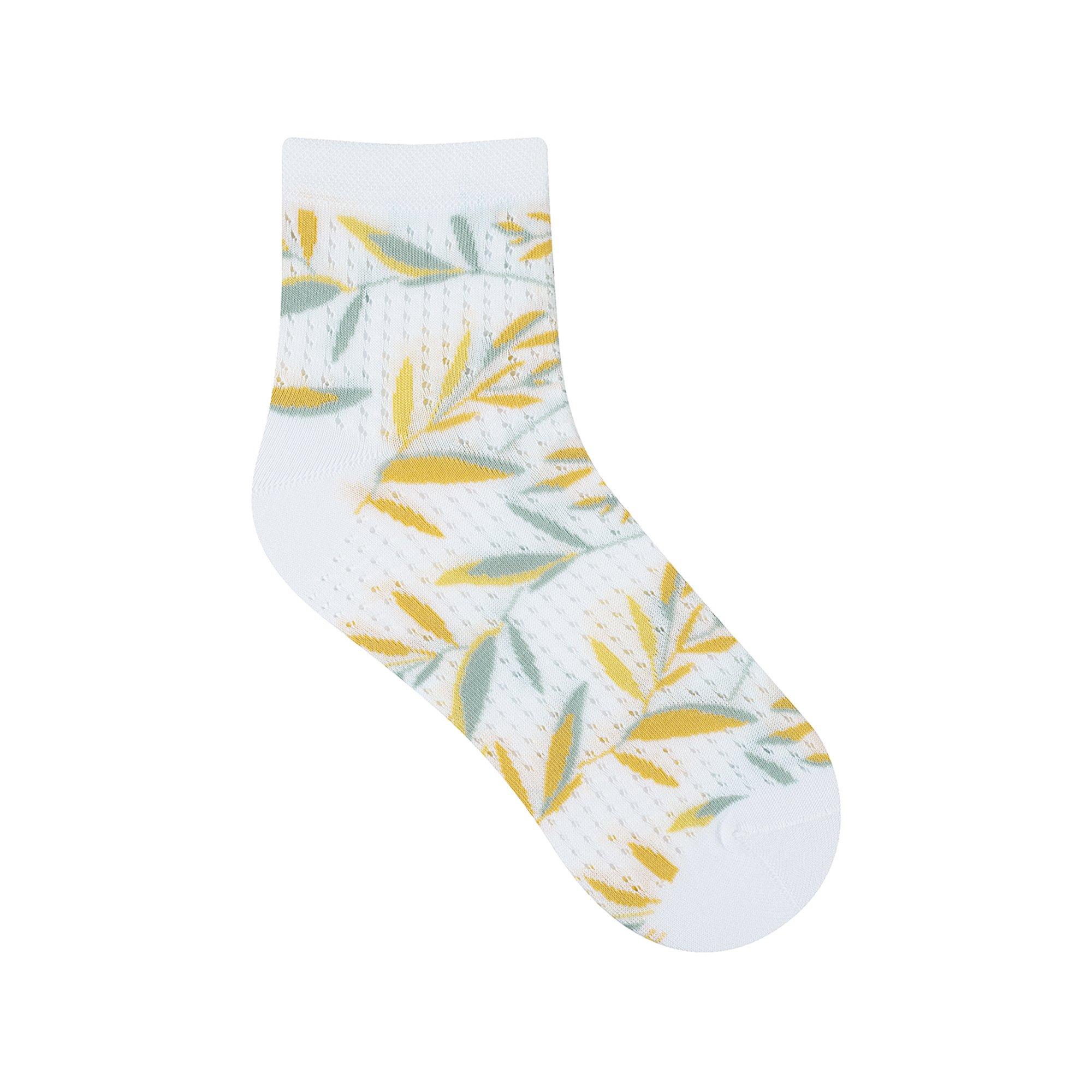 BLEU FORET 
FEUILLES AJOURÉES Chaussettes 