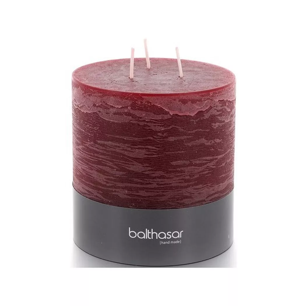 Balthasar - Zylinderkerze 3-Docht, 120X120MM, Dunkelrot