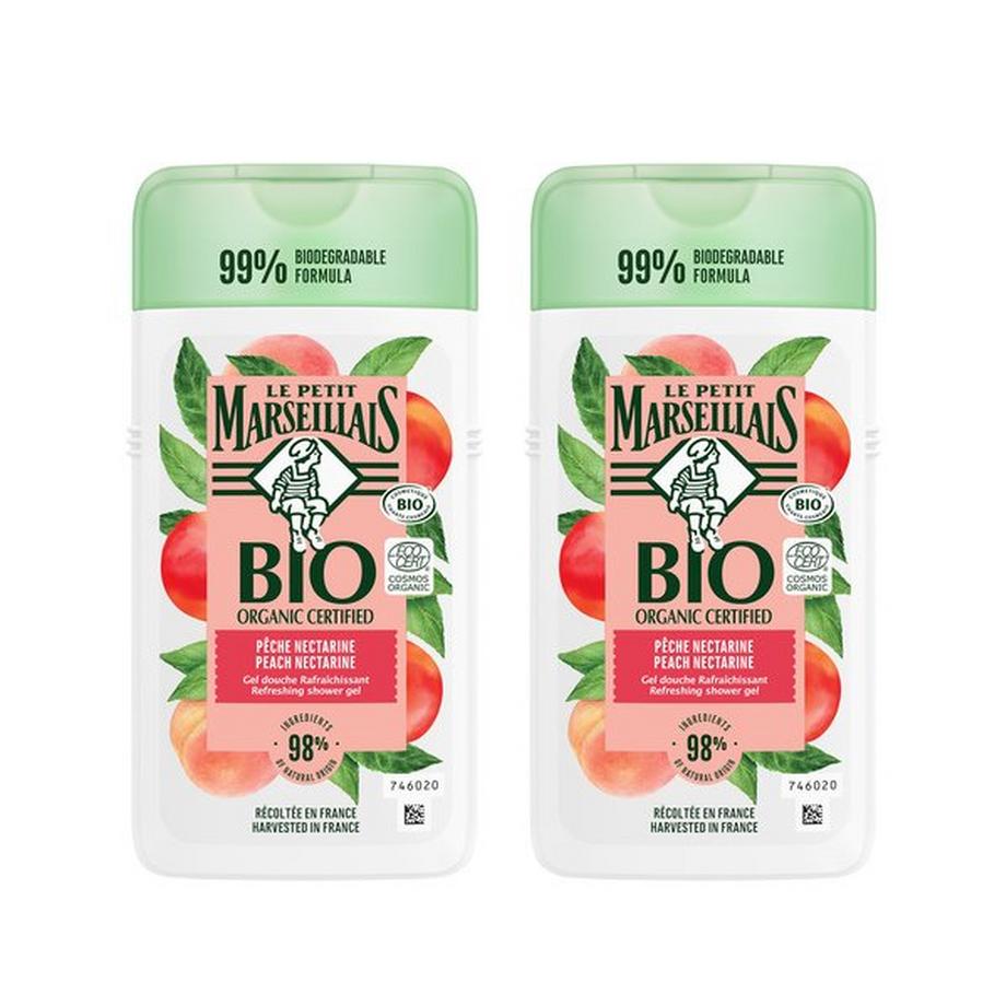 LE PETIT MARSEILLAIS  Gel doccia BIO Pesca-Nettarina Duo 