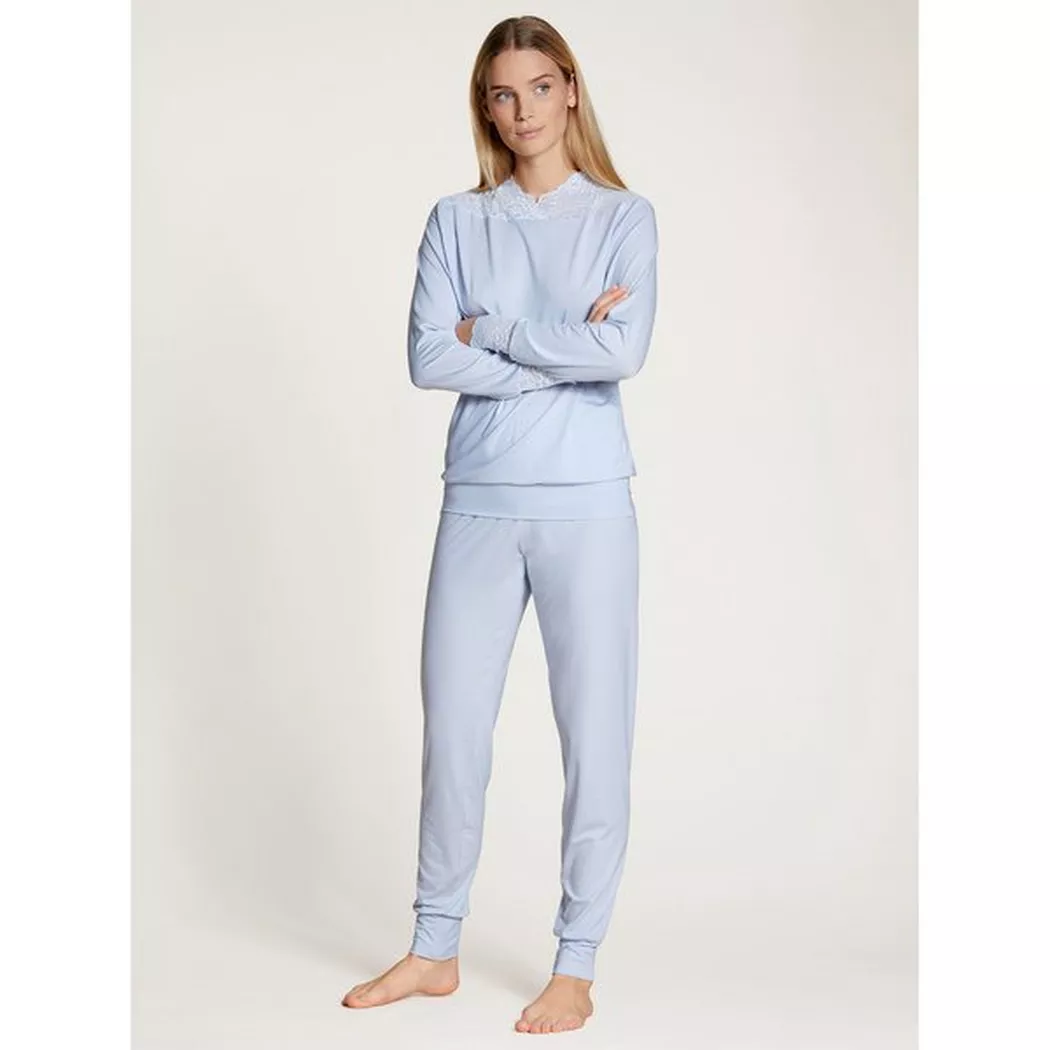 Calida - Pyjama-Set lang, mit Bündchen, für Damen, Blau, Größe L