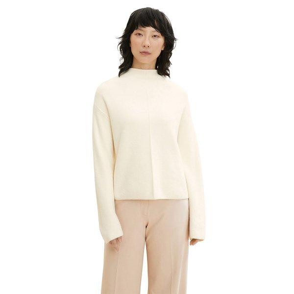 TOM TAILOR Pull-Over Femme - Pull Coton Biologique Rayé Col Bateau Manches Longues