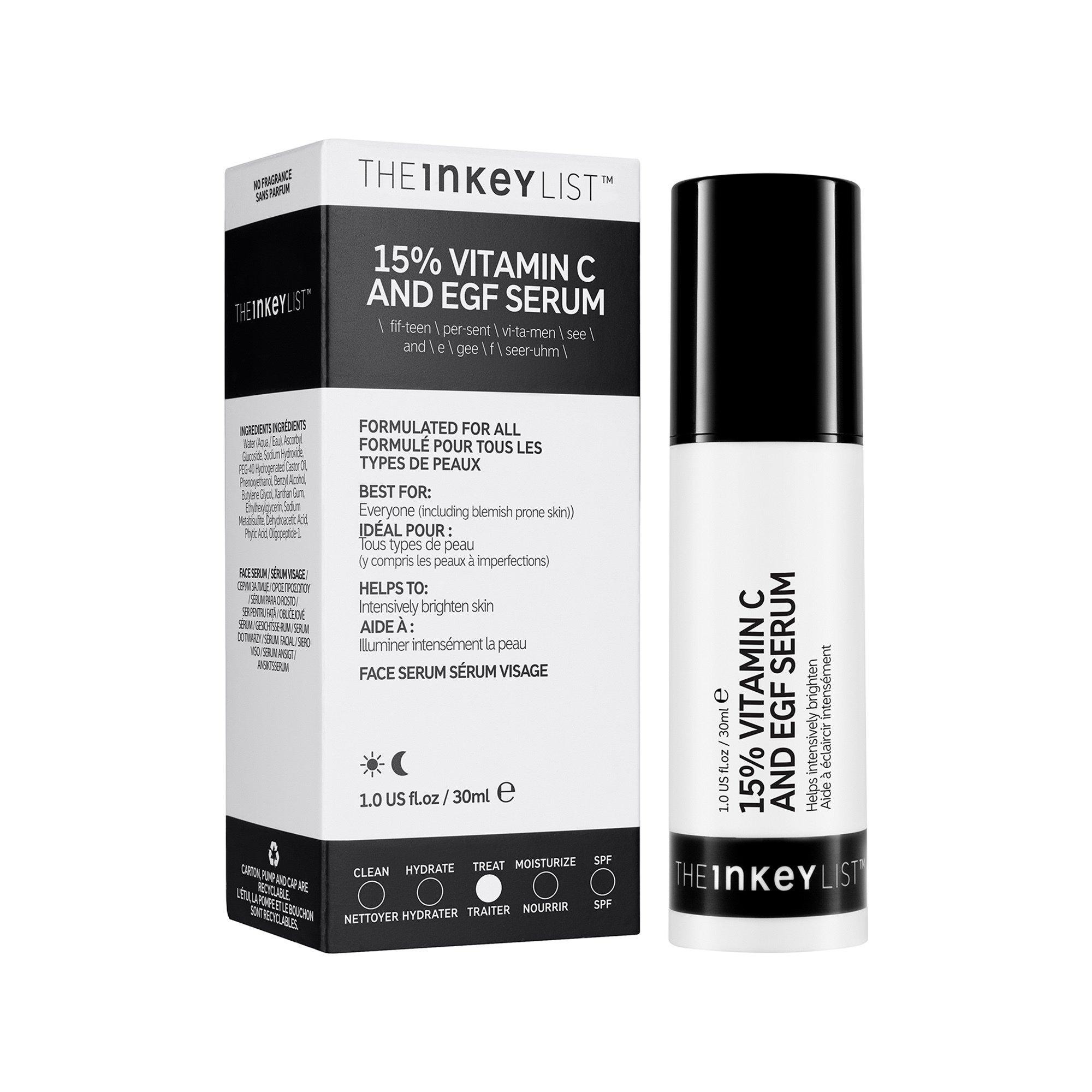 THE INKEY LIST  Siero illuminante con Vitamina C al 15% e EGF 