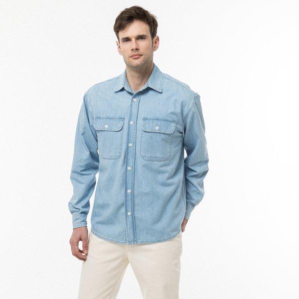 Image of Jeanshemd, Langarm Herren Blau Denim XL