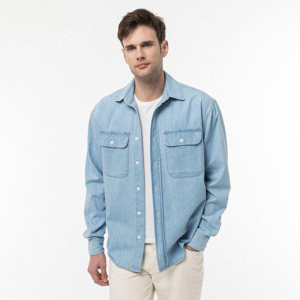 Manor Man  Camicia di jeans, maniche lunghe 