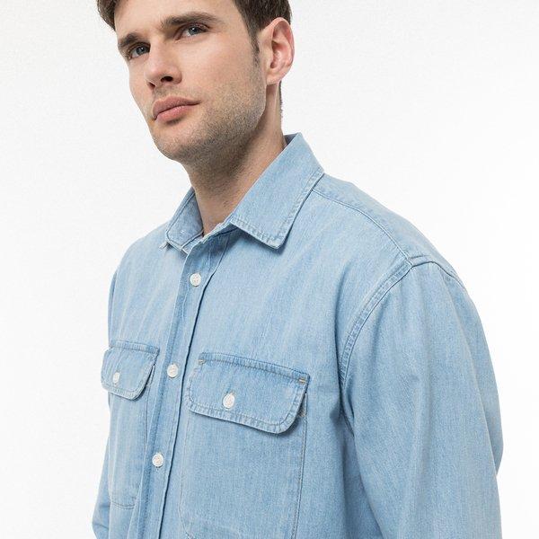 Manor Man  Camicia di jeans, maniche lunghe 