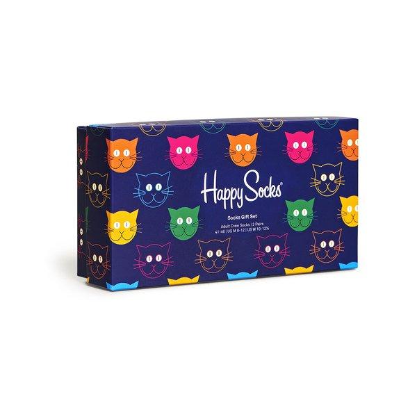 Happy Socks 3-Pack Mixed Cat Socks Gift Set Multipack, chaussettes 