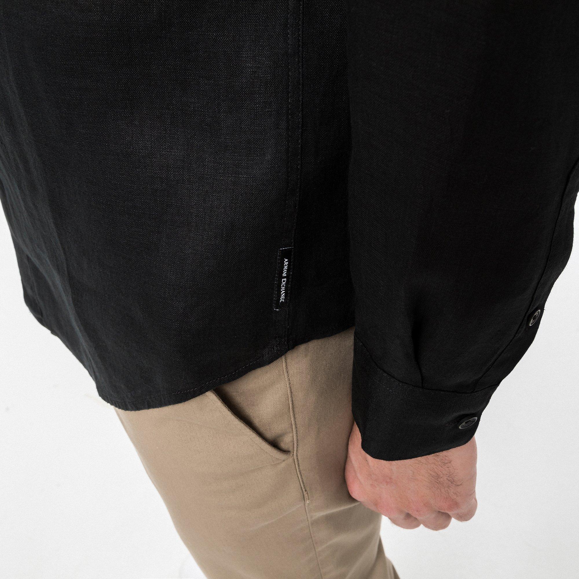 Armani Exchange Camicia di lino a maniche lunghe  