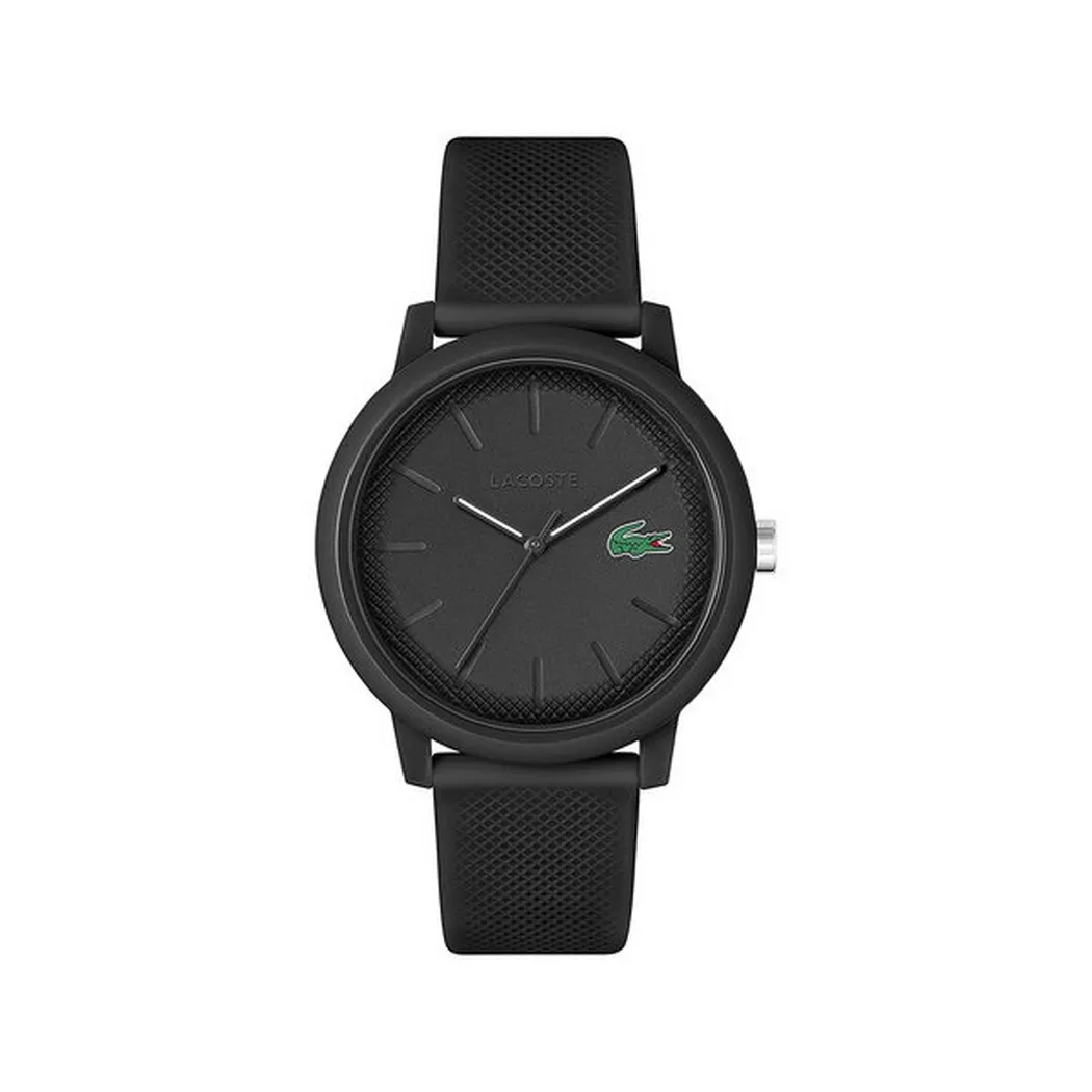 Quarzuhr LACOSTE "LACOSTE.12.12", schwarz, Armbanduhren, Herren, Quarzuhr, Armbanduhr, Herrenuhr, Mineralglas, Silikonarmband