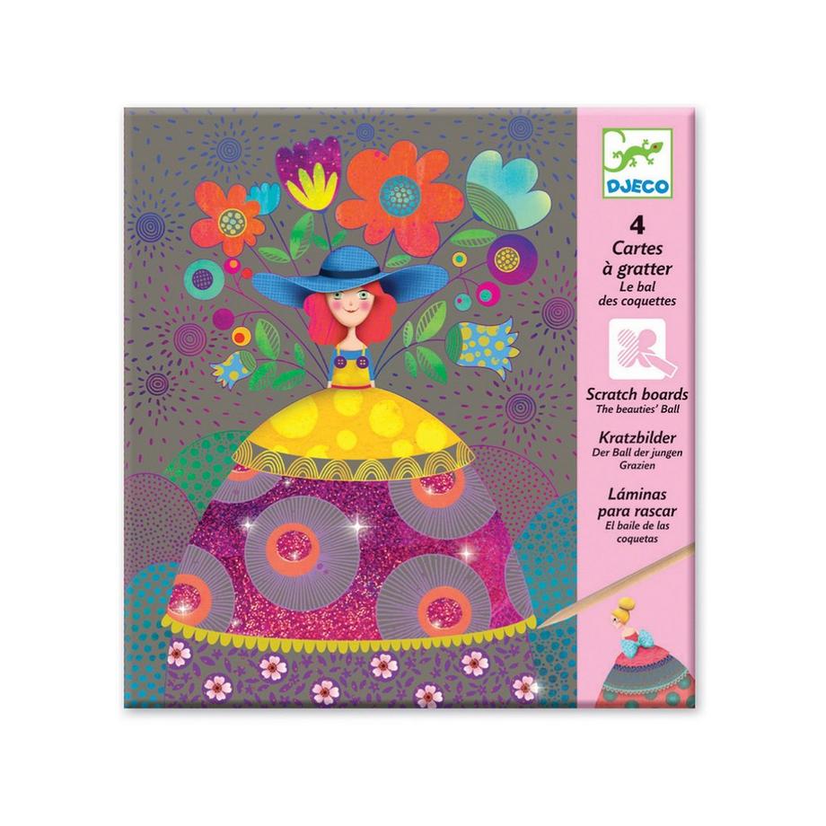Djeco Carte à grater Carte à gratter Bal des coquettes 
