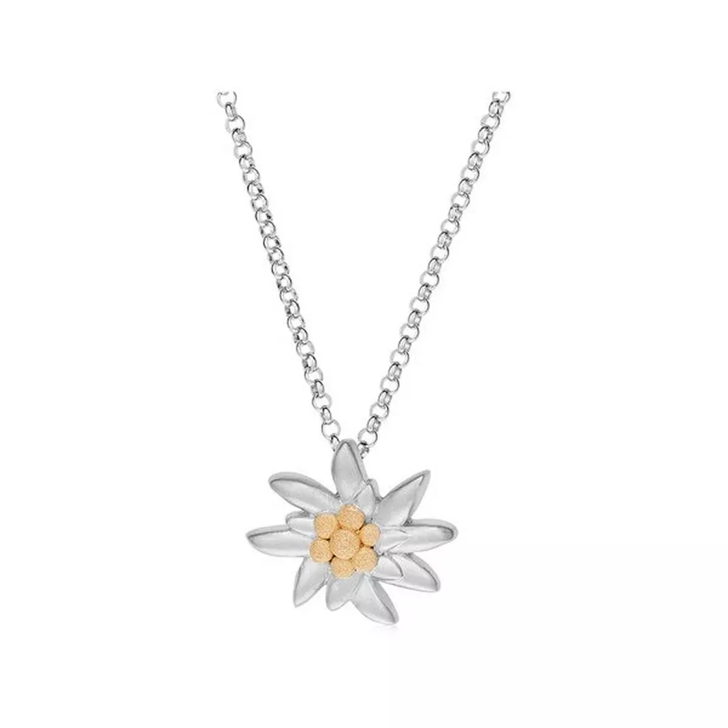 Swiss Edelweiss - Halskette mit Anhänger, 15.5CM, Silber
