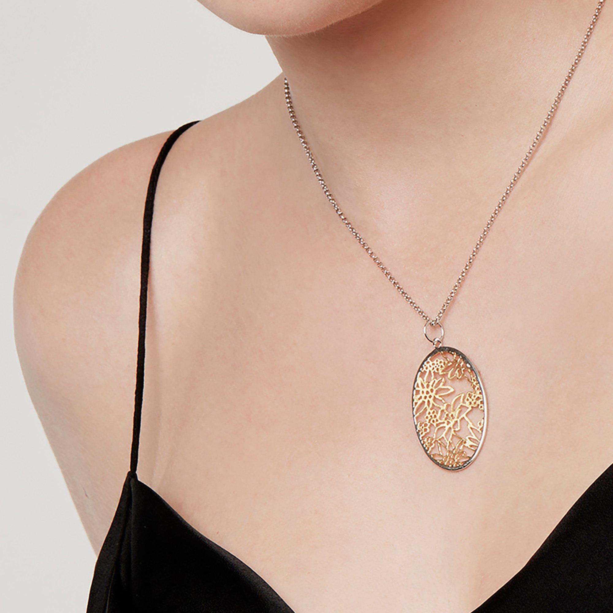 Swiss Edelweiss Alpenblumen Halskette mit Anhänger 