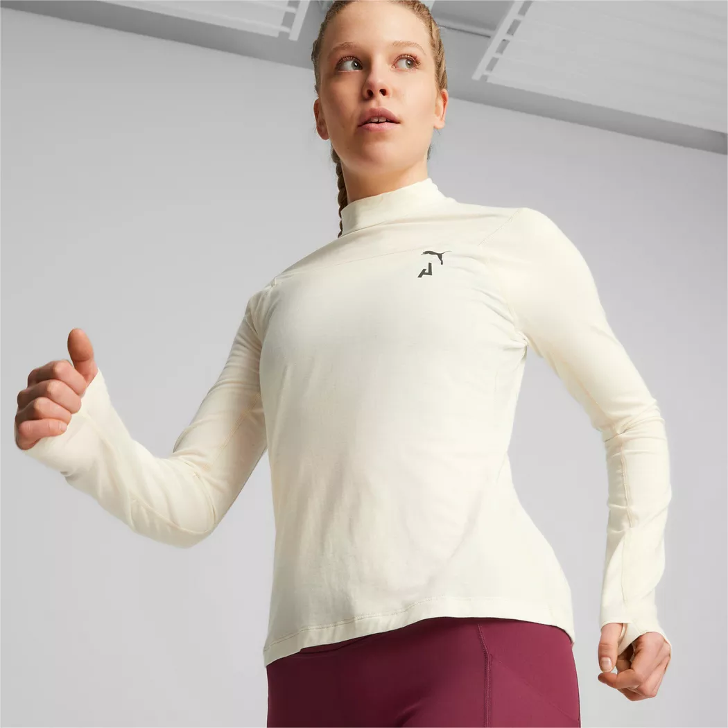 Puma - T-Shirt, Rundhals, langarm, für Damen, Beige, Größe XL