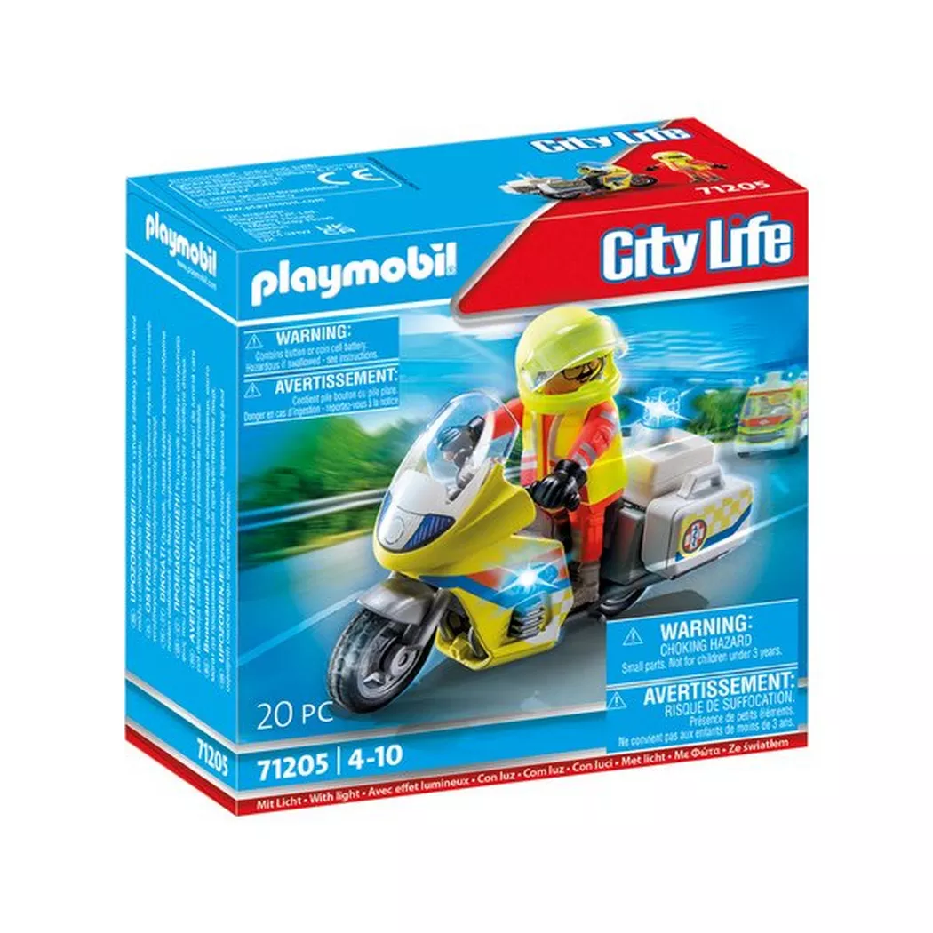 Playmobil - 71205 Notarzt-Motorrad mit Blinklicht, Multicolor