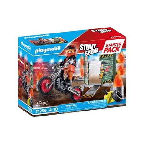 Playmobil  71256 Starter Pack Stunt Show Motorcycle con muro di fuoco 
