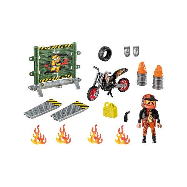 Playmobil  71256 Starter Pack Stunt Show Motorcycle con muro di fuoco 