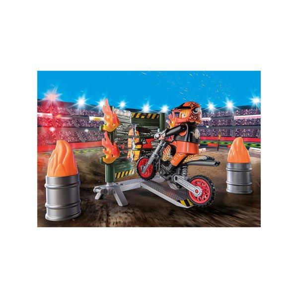 Playmobil  71256 Starter Pack Stunt Show Motorcycle con muro di fuoco 