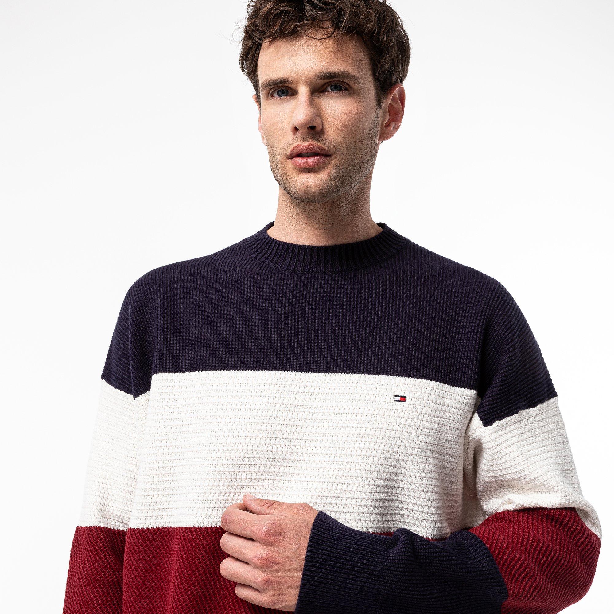 TOMMY HILFIGER TEXTURED COLORBLOCK CREW NECK Pullover 
