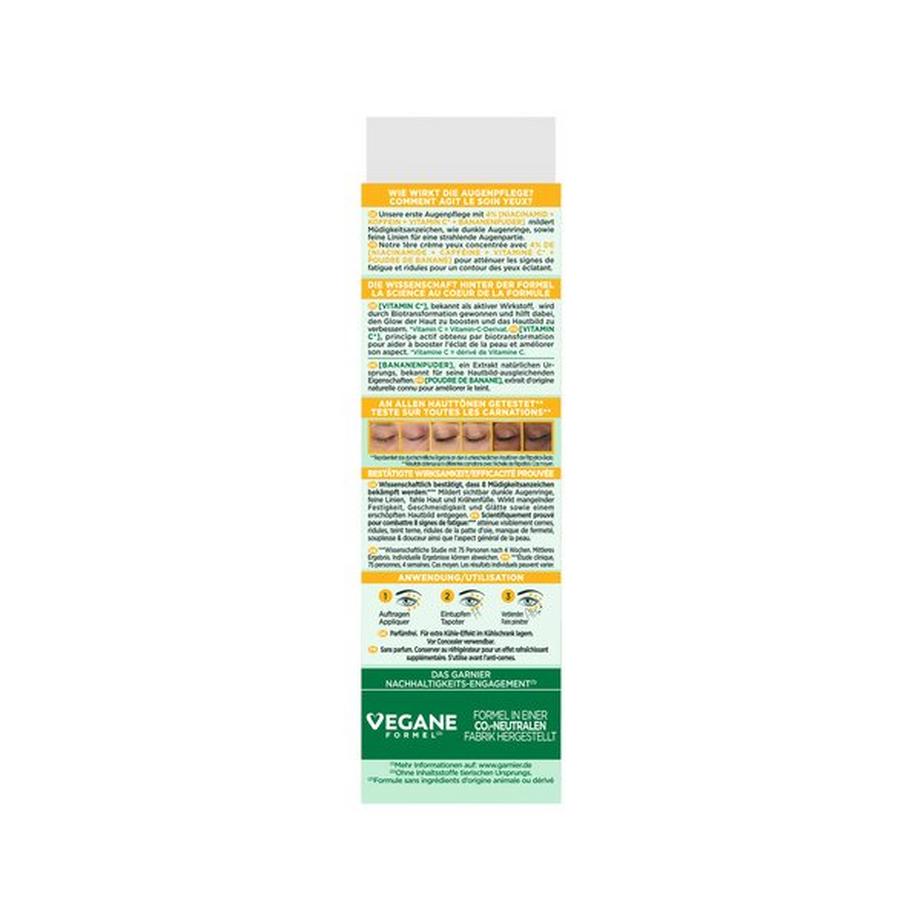 GARNIER Garnier VitaminCBrightEyeCream SkinActive Vitamin C Glow Booster Anti-Müdigkeits Augencreme mit 4% Niacinamid + Koffein + Vitamin C + Bananenpuder 