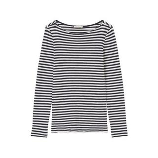Marc O'Polo T-Shirt Rigata Maniche Lunghe Scollo a Barca  
