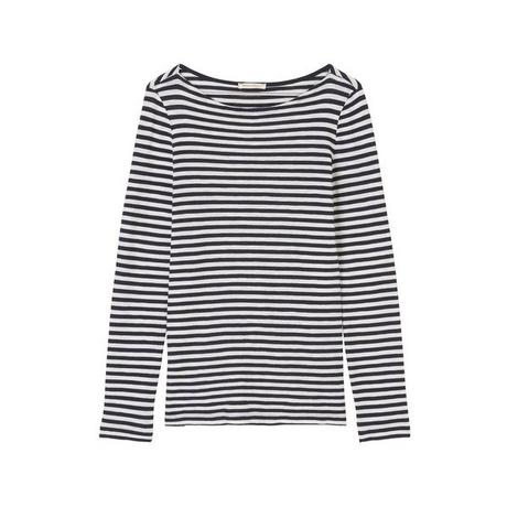 Marc O'Polo Gestreiftes Langarm T-Shirt U-Boot-Ausschnitt  