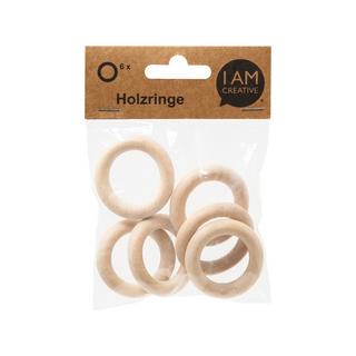 I am Creative Anello di legno Anelli di legno, 3.5 cm, 8 p. 
