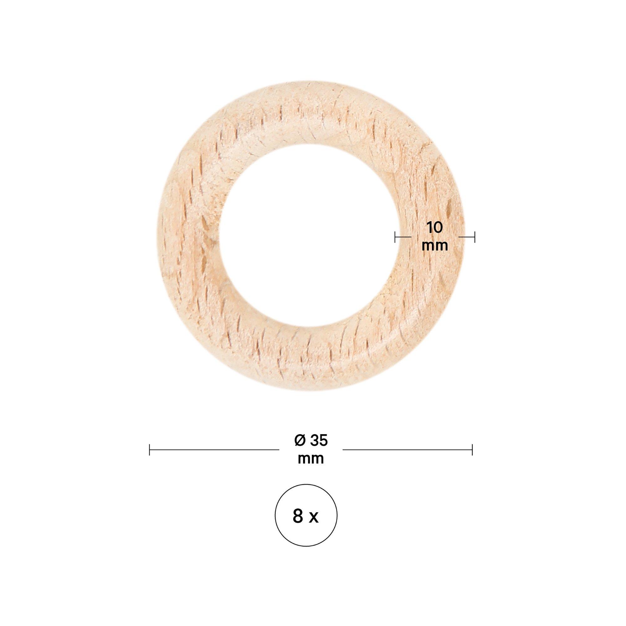 I am Creative Anello di legno Anelli di legno, 3.5 cm, 8 p. 