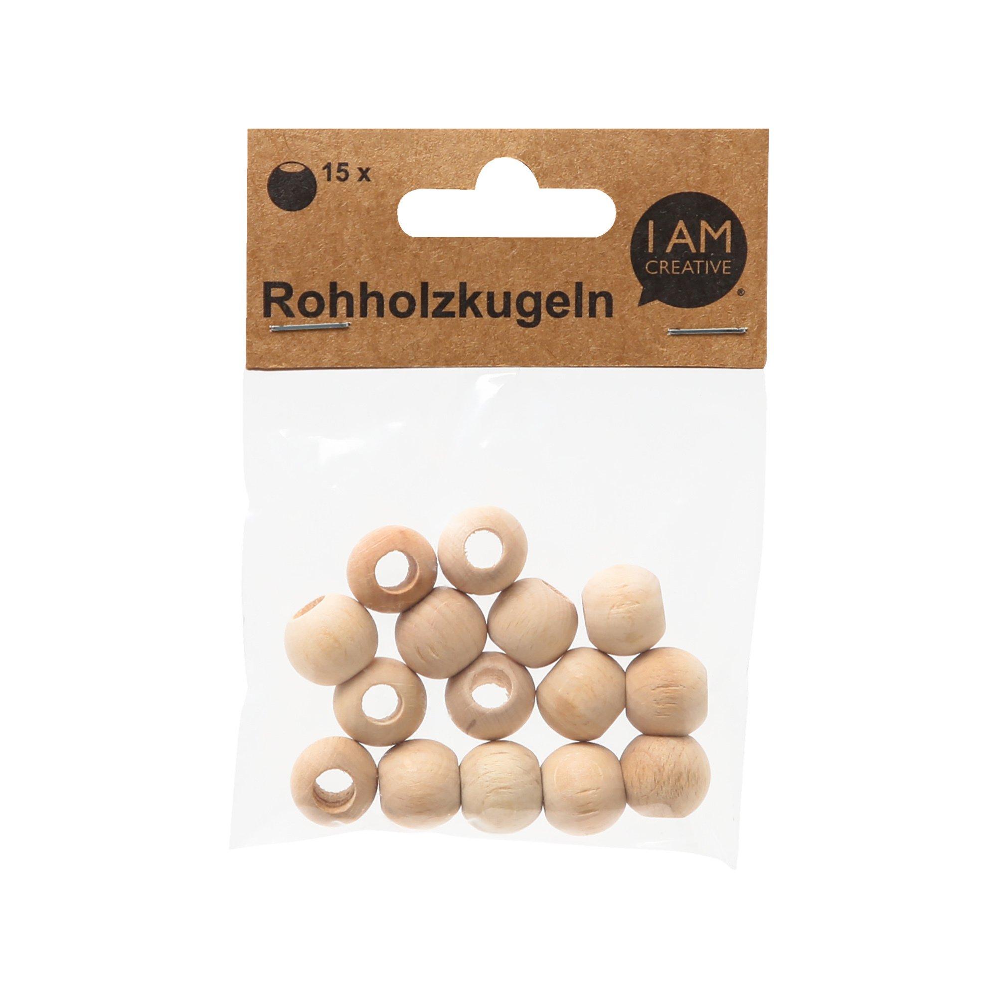 I am Creative Boule en bois Perles en bois, 10 mm, 35 p. 